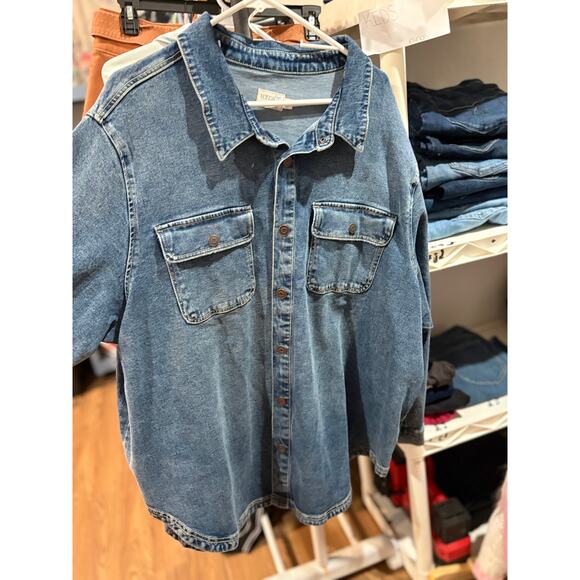 Terra & Sky Jackets & Blazers - Terra & Sky Denim Button Up Shirt 3X Plus Size Chambray Oversized Shacket